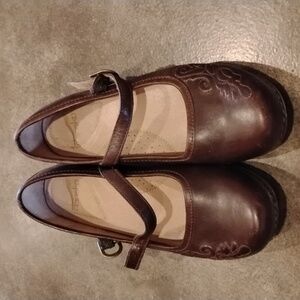 Dansko Brown Leather Mary Jane Clogs Sz 8.5 To 9